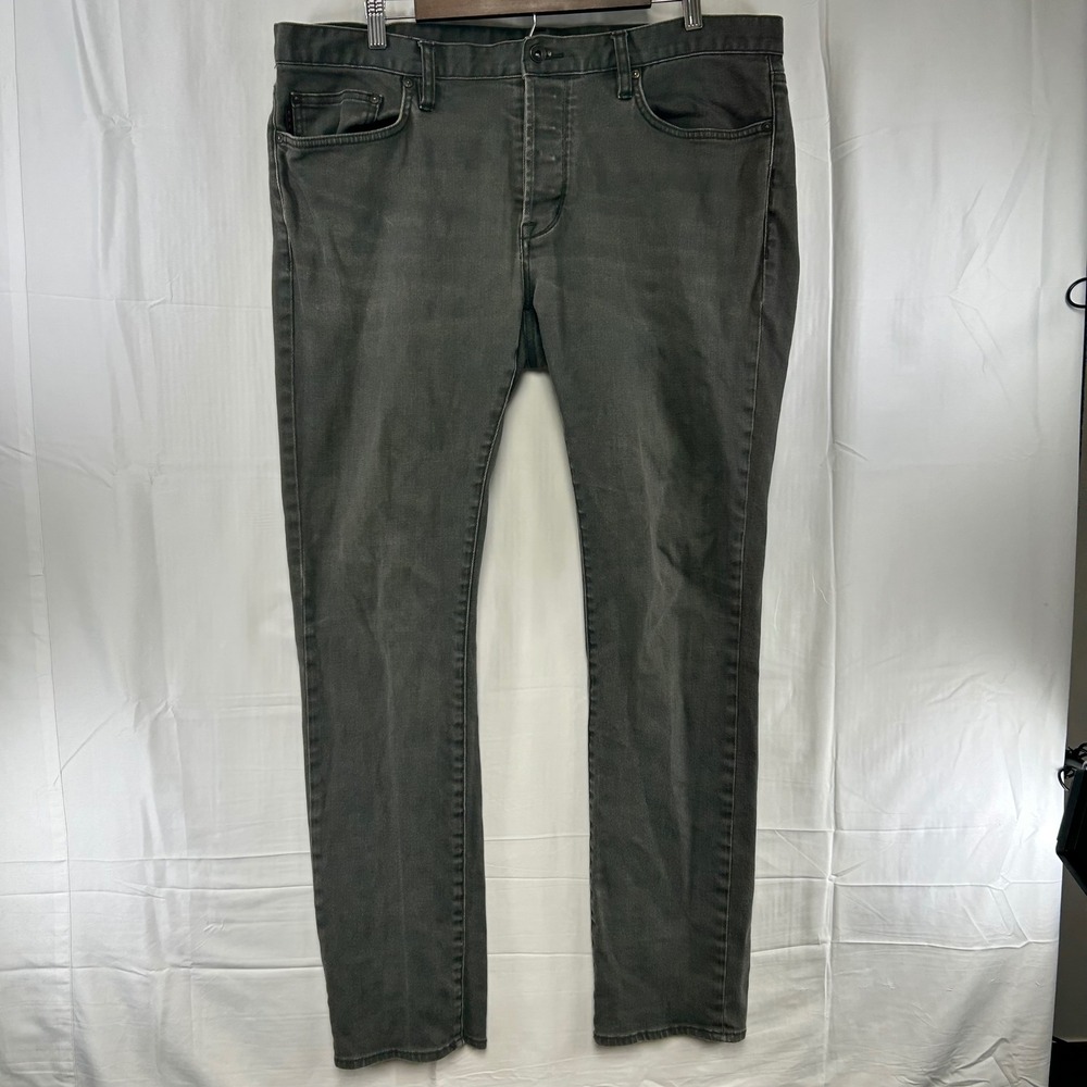 John Varvatos Wight Skinny Jeans‎ Mens 38 Black Gray Faded Button Fly Denim